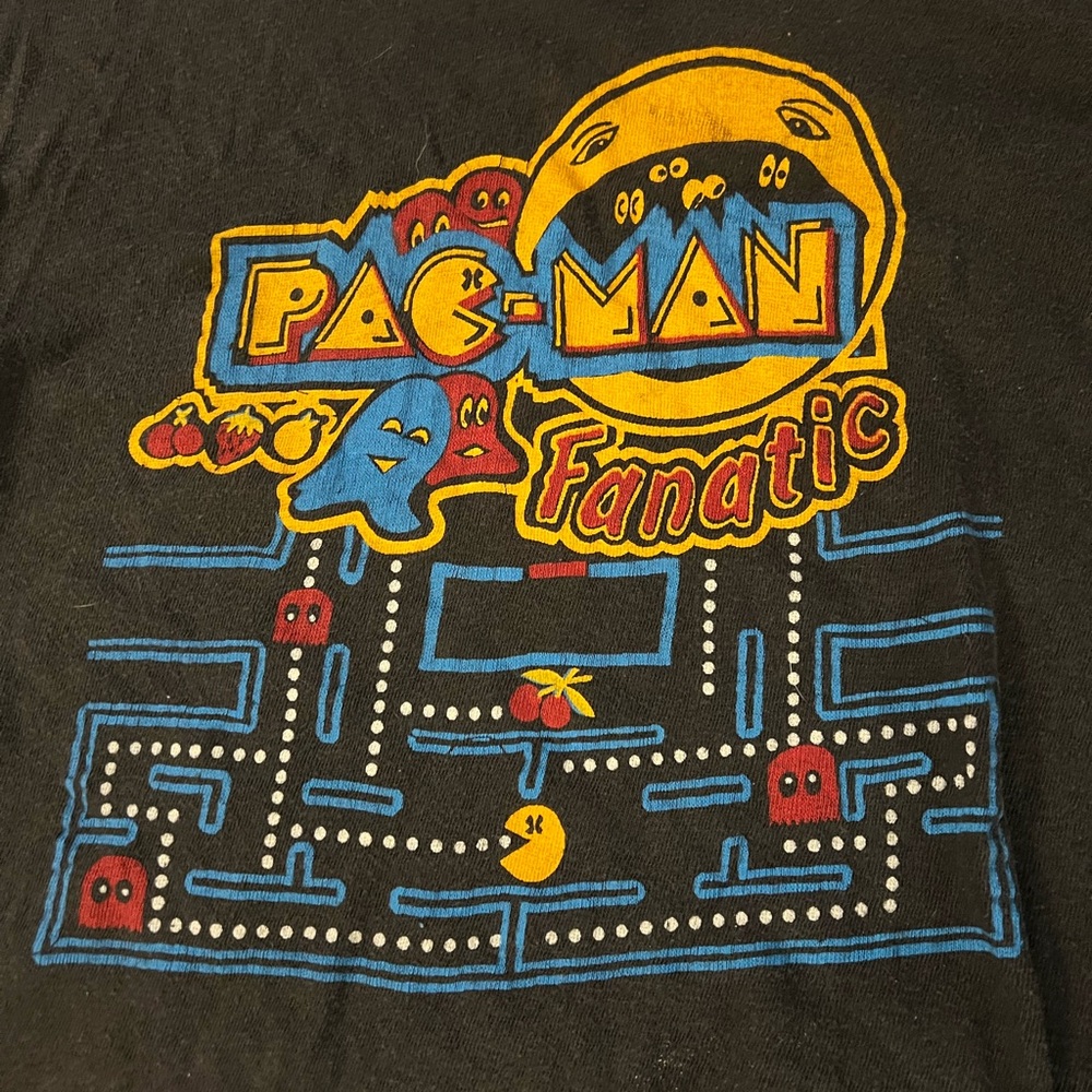 Vintage Pac Man Ringer T Shirt Black Stretchy
